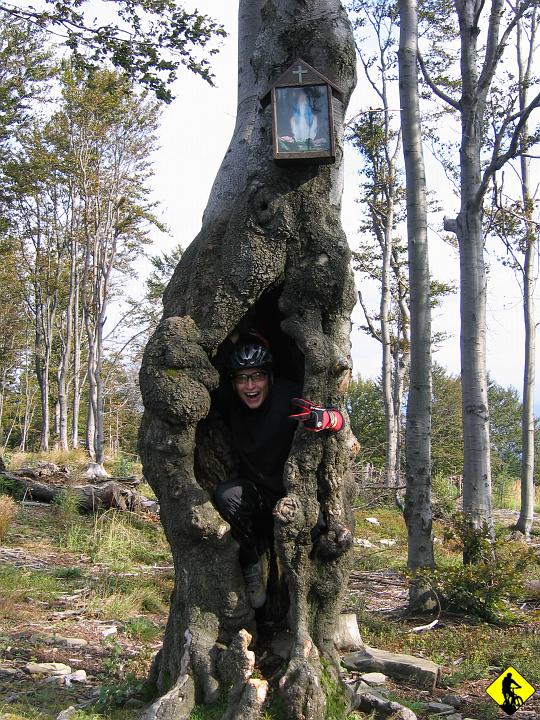 foto 083.jpg - Na Magurce daję się namówić przez jakiegoś starszego bikera na pompowanie dampera zwykłą (jego) pompką. Kończy się to tym, że od tego miejsca mam hardtail. Zdjęcie z Czupla, gdzie...